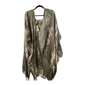 Torrid Boho Olive & White Tie Dye Kimono One Size